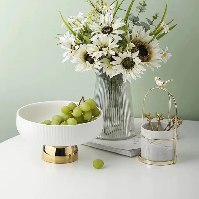Inttox-Assiette à Pieds Hauts en Céramique – Présentoir Élégant pour Fruits, Desserts & Salades 🍇🍰