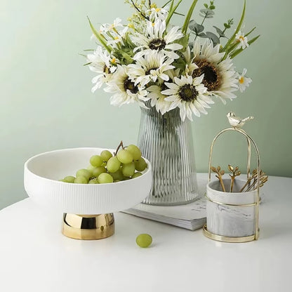 Inttox-Assiette à Pieds Hauts en Céramique – Présentoir Élégant pour Fruits, Desserts & Salades 🍇🍰