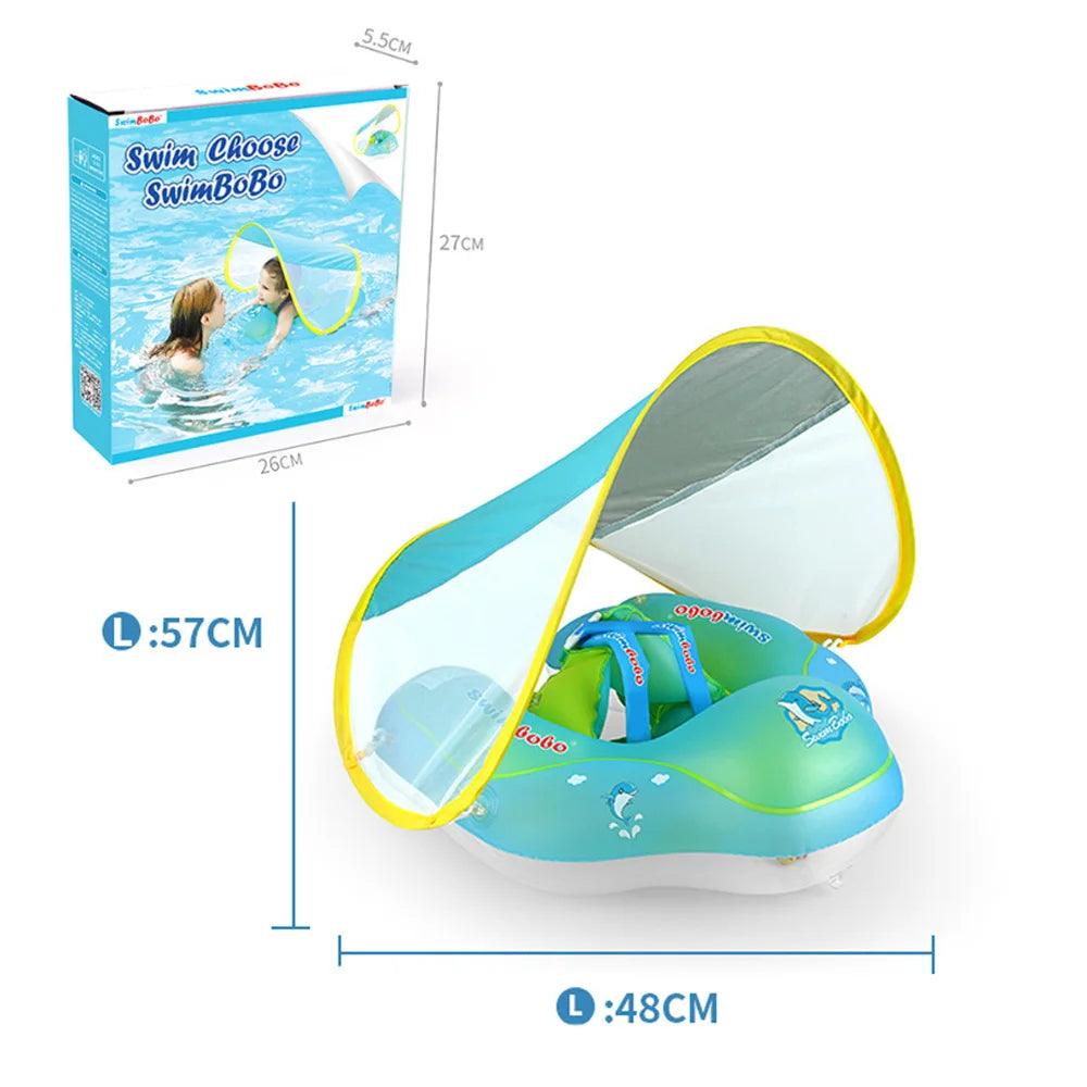 Inttox-Anneau de Bain Flottant pour Bébé avec Parasol - Flotteur Gonflable avec Sangles pour Enfants - Accessoire de Bain et Natation d'Été