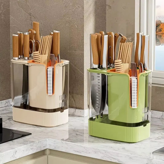 Inttox-🔪 Porte-Couteau Rotatif Multifonctionnel Cuisine 🍴🧊