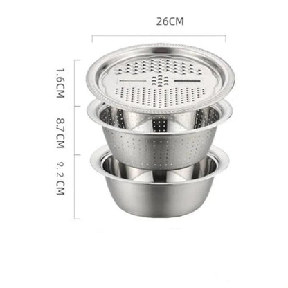 Inttox-Ensemble de Bassin Multifonctionnel avec Râpe et Drain - Acier Inoxydable de Haute Qualité pour Cuisine