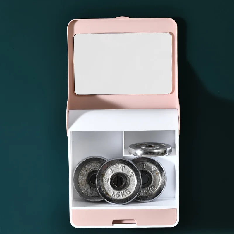 Inttox-💄🧴 Organiseur de Maquillage avec Miroir – Étui Pliable Anti-Poussière ✨