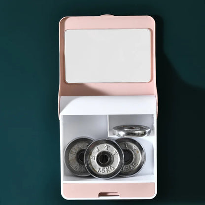 Inttox-💄🧴 Organiseur de Maquillage avec Miroir – Étui Pliable Anti-Poussière ✨