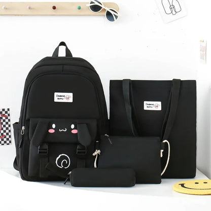 Inttox-🎒 Sac à Dos Femme Style Collégial ✨ Grande Capacité & Motif Dessin Animé 🐻🌸
