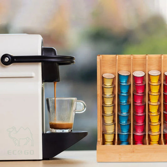 Inttox-☕🌿 Organisateur de Capsules de Café en Bambou