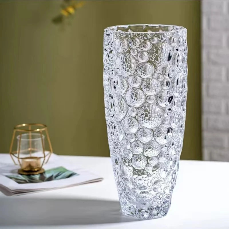 Inttox-Vase Décoratif Cylindrique en Verre Transparent – Élégance pour Maison et Mariage