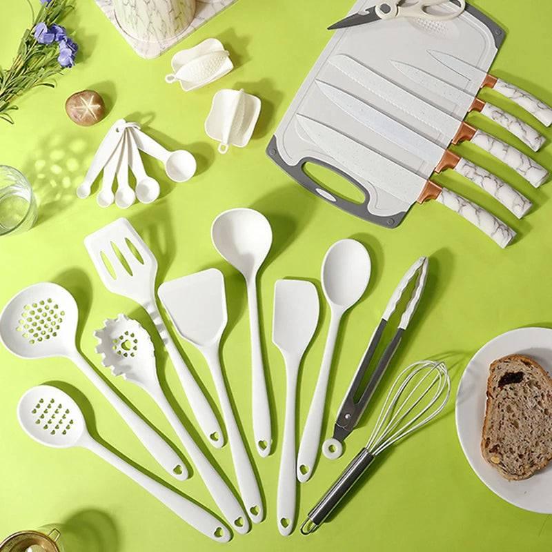 Inttox-Ensemble Complet d'Ustensiles de Cuisine en Silicone 19 piece - Inttox