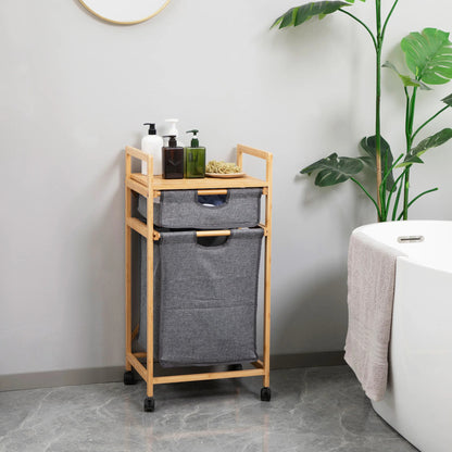 Inttox-🧺  Panier à Linge en Bambou avec 2 Sacs Amovibles 🪵👕