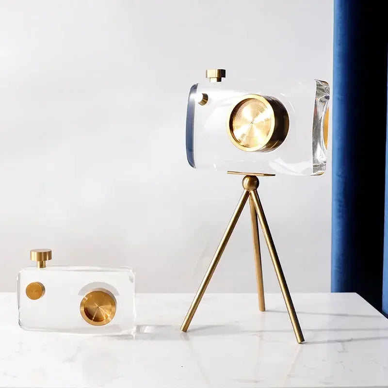 Inttox- 📷 Caméra en Cristal – Ornement Déco Nordique Luxe pour Salon, Bureau ou Chambre