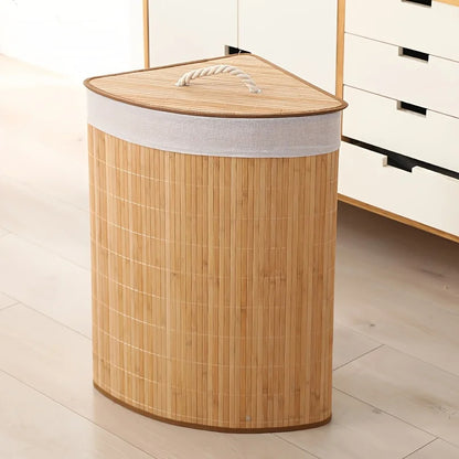 Inttox-🧺 Panier à Linge Sale Pliable en Bambou – Avec Couvercle | Organisation Maison & Buanderie ♻️✨