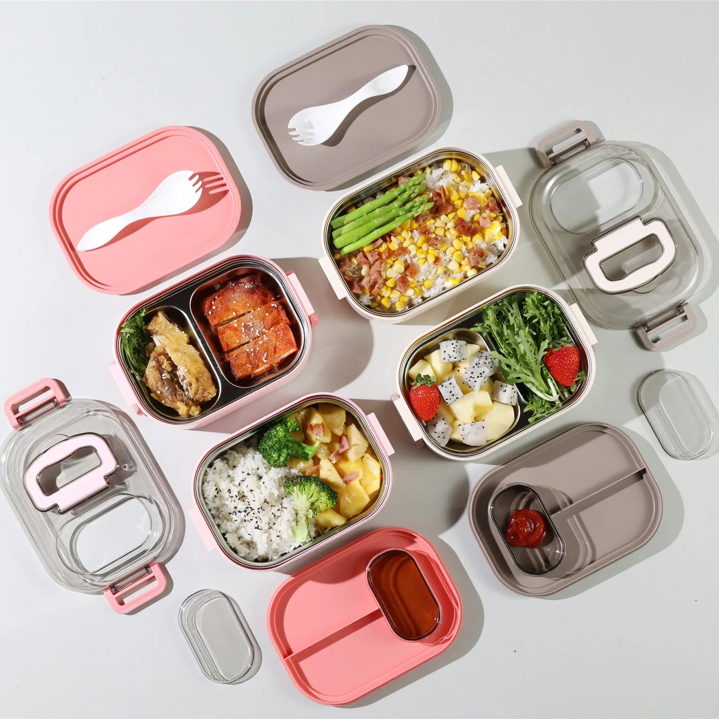 Inttox-🍱✨ Boîte à lunch double couche en acier inoxydable