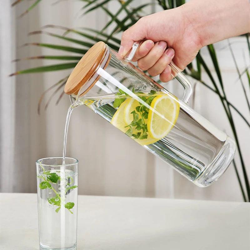 Gourde en verre de 0,5 l avec couvercle en bambou et housse de Gourde en verre de 0,5 l avec couvercle en bambou et housse de