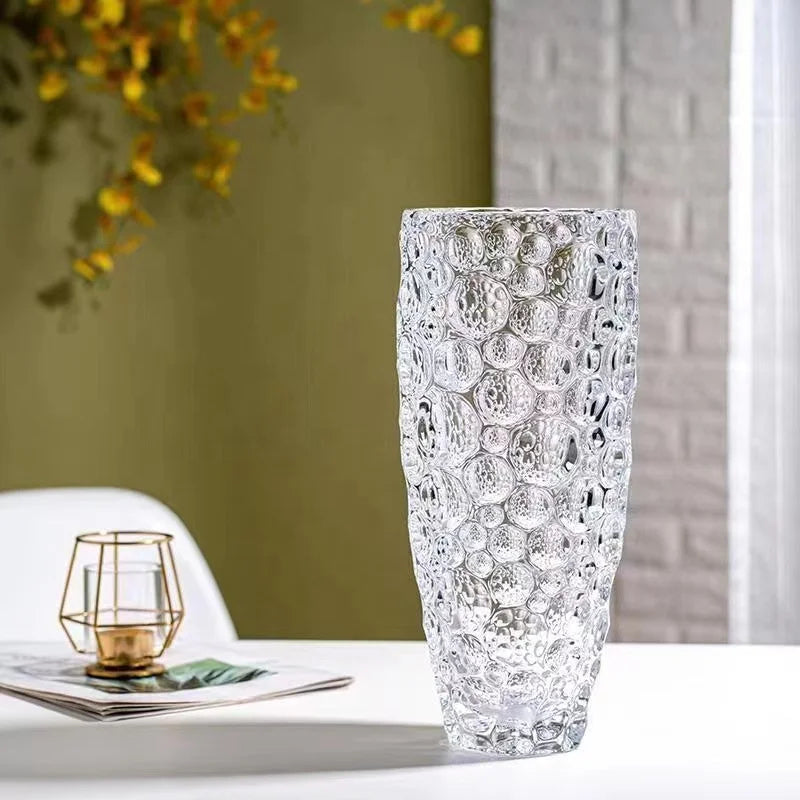 Inttox-Vase Décoratif Cylindrique en Verre Transparent – Élégance pour Maison et Mariage