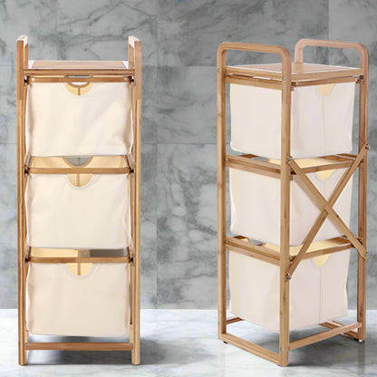 Inttox-🧺✨ Étagère de Rangement en Bambou avec Panier à Linge – Organisateur Chic pour la Maison 🌿🏡