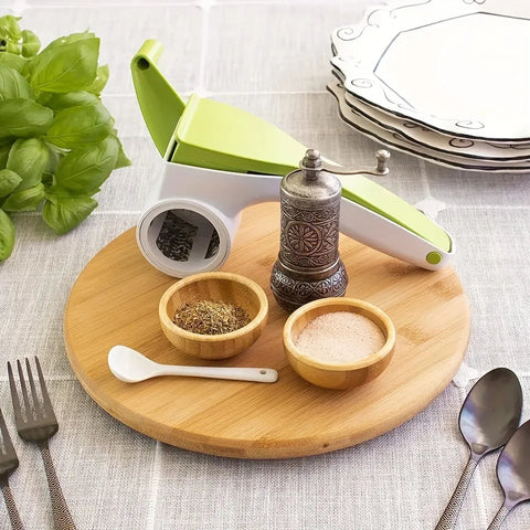 Inttox-Meuble de table de cuisine rotatif à 360 degrés en bambou avec plateau