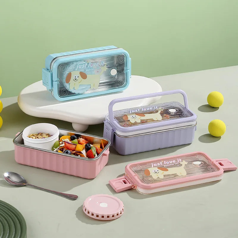 Inttox-🍱  Boîte à Lunch Enfant 2 Couches 🧒✨