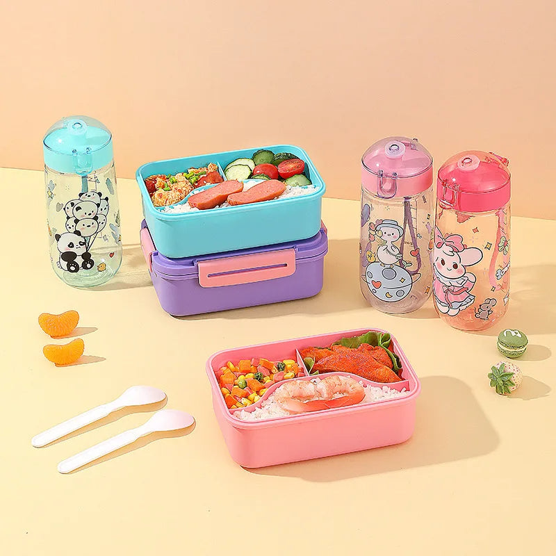Inttox-🍱 Ensemble Boîte à Lunch & Bouteille d’Eau Enfant 🧃🐻