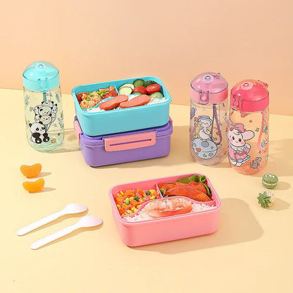 Inttox-🍱 Ensemble Boîte à Lunch & Bouteille d’Eau Enfant 🧃🐻