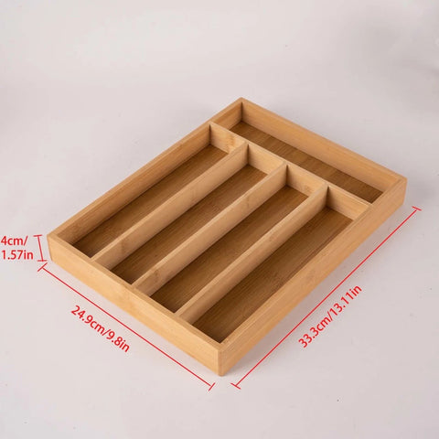 Inttox-Boîte de rangement multifonction pour couteaux et fourchettes – Grande capacité en bois