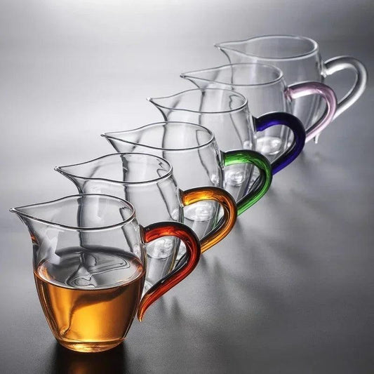 Inttox-Tasse à Thé en Verre Borosilicaté avec Poignée Colorée 350ml