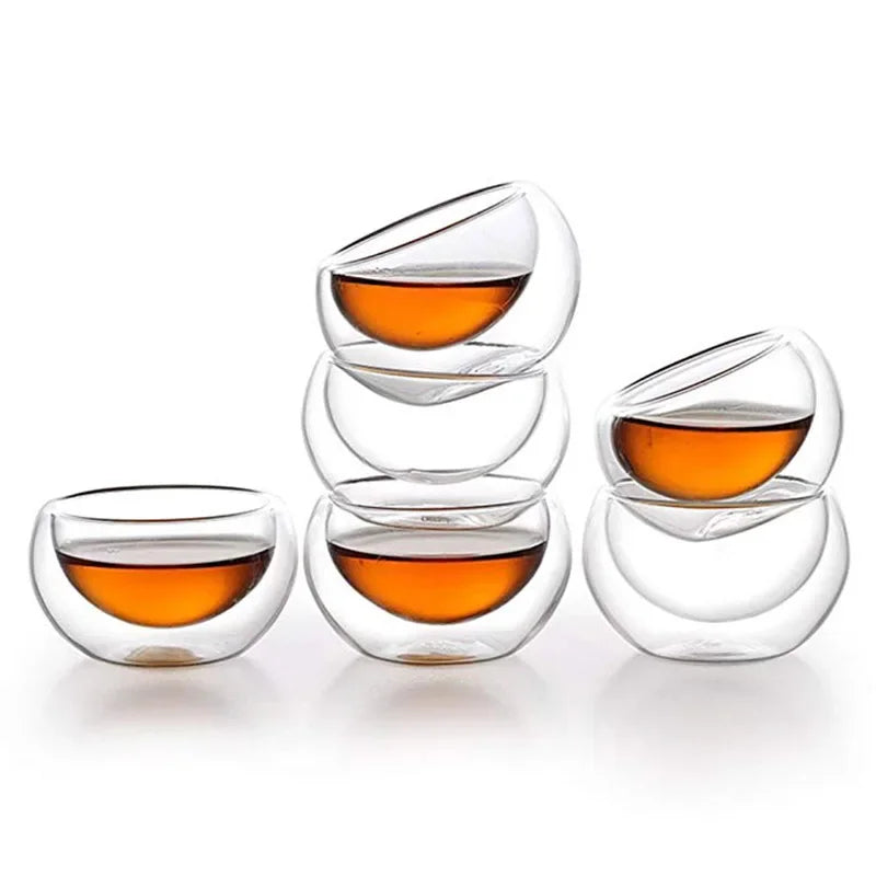 Inttox-Tasse en Verre à Double Paroi Transparente Faite à la Main - 50ml