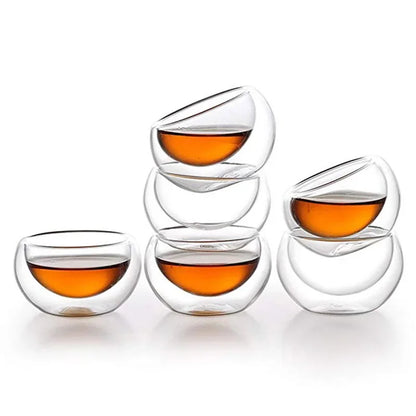 Inttox-Tasse en Verre à Double Paroi Transparente Faite à la Main - 50ml