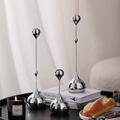 Inttox-Bougeoir en Argent Élégant – Chandelier Métal Romantique pour Décoration de Table et Mariage
