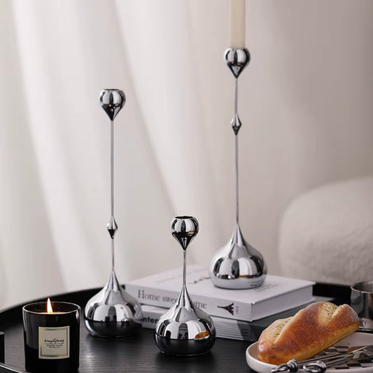 Inttox-Bougeoir en Argent Élégant – Chandelier Métal Romantique pour Décoration de Table et Mariage