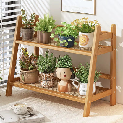Inttox-🧺✨ Étagère Double en Rotin Antique  🌿📚