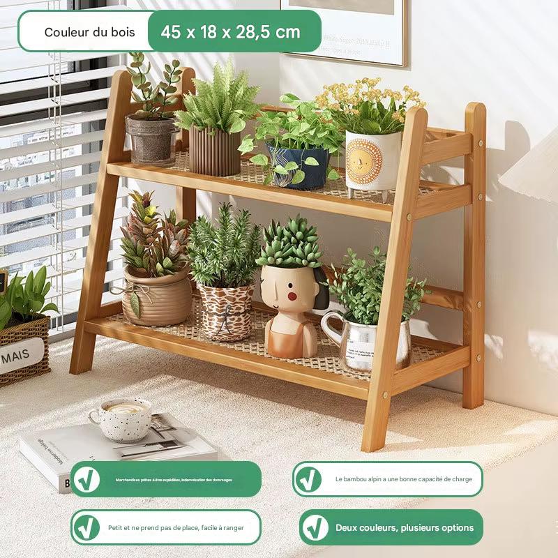 Inttox-🧺✨ Étagère Double en Rotin Antique  🌿📚