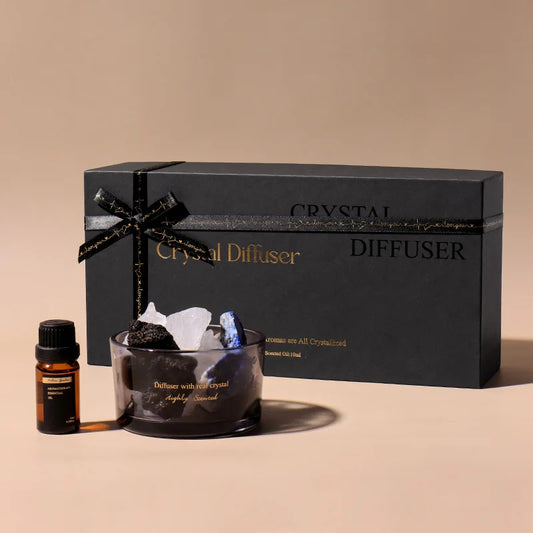 Inttox-Diffuseur de Parfum en Cristal de Pierre et Verre Noir