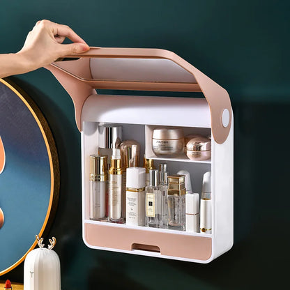 Inttox-💄🧴 Organiseur de Maquillage avec Miroir – Étui Pliable Anti-Poussière ✨
