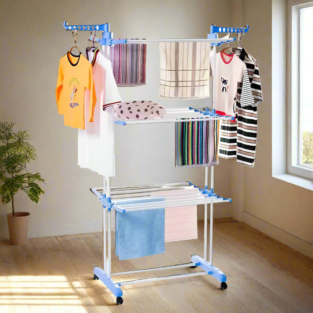 Inttox-👕 Sèche-Linge Pliable à 3 Niveaux – Étendoir à Vêtements en Acier Inoxydable 🏠