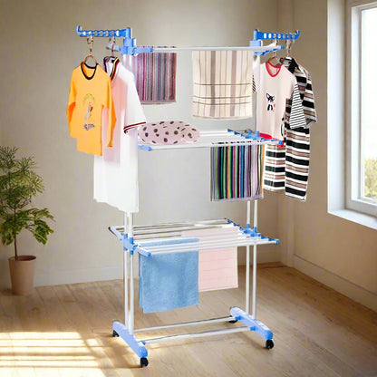 Inttox-👕 Sèche-Linge Pliable à 3 Niveaux – Étendoir à Vêtements en Acier Inoxydable 🏠