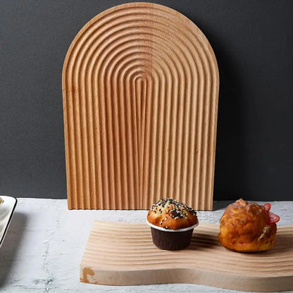 Inttox-🪵🍇 Planche à Découper en Bois — Plateau de Service Rond pour Fruits & Fromage