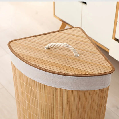 Inttox-🧺 Panier à Linge Sale Pliable en Bambou – Avec Couvercle | Organisation Maison & Buanderie ♻️✨