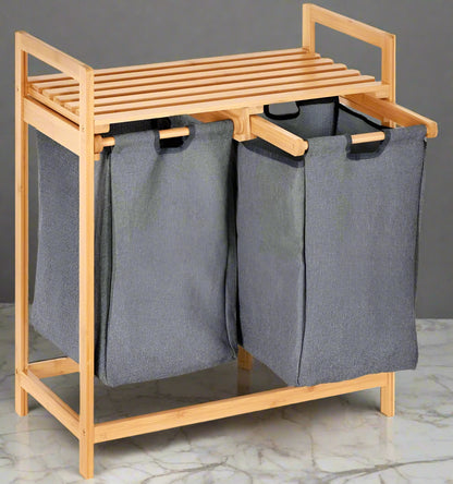 Inttox-🧺🌿 Panier à Linge en Bambou – Organisateur Élégant pour Salle de Bain 🛁✨
