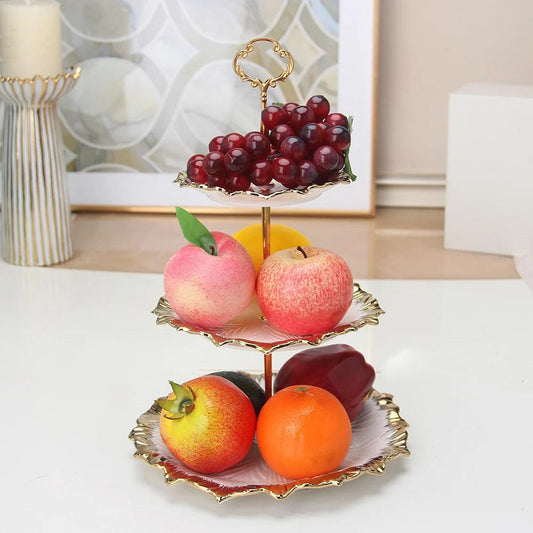 Inttox-Assiette à décor de fleurs en relief, plateau à gâteaux à plusieurs niveaux pour mariage