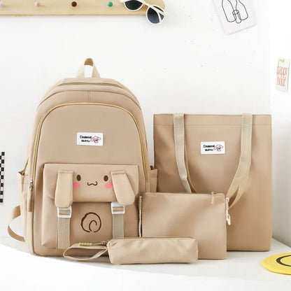 Inttox-🎒 Sac à Dos Femme Style Collégial ✨ Grande Capacité & Motif Dessin Animé 🐻🌸