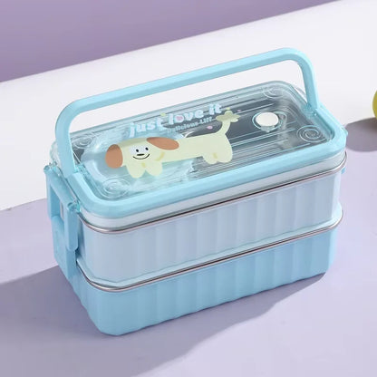 Inttox-🍱  Boîte à Lunch Enfant 2 Couches 🧒✨