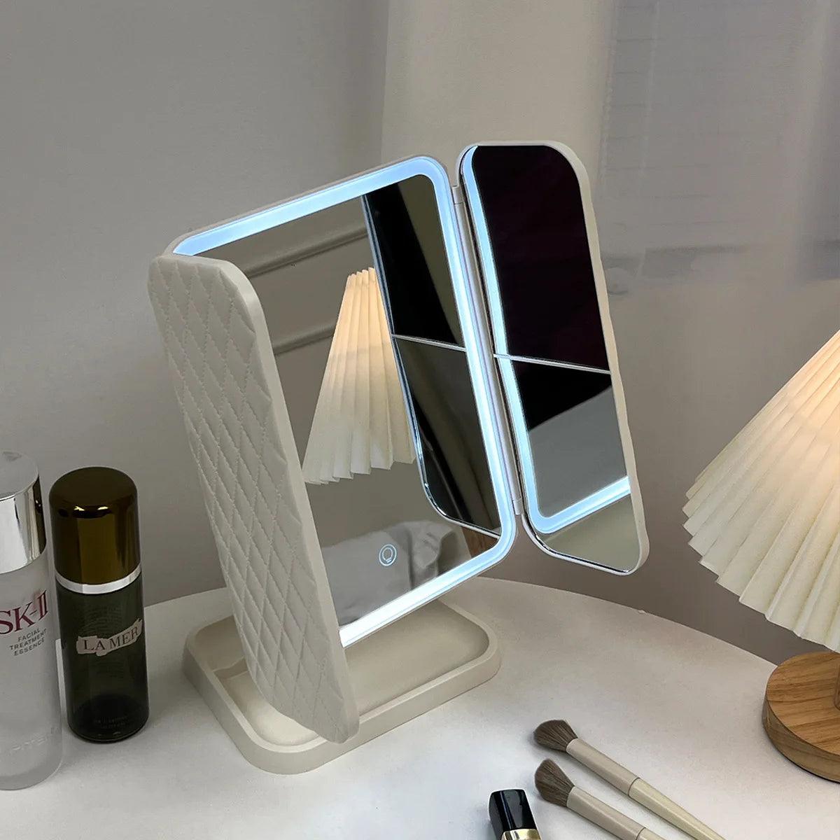 Inttox-Miroir de Maquillage à Trois Volets avec Lumières LED