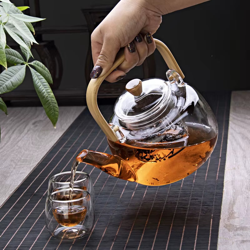 Inttox-🍵 Théière en Verre Borosilicaté avec Bambou  🔥