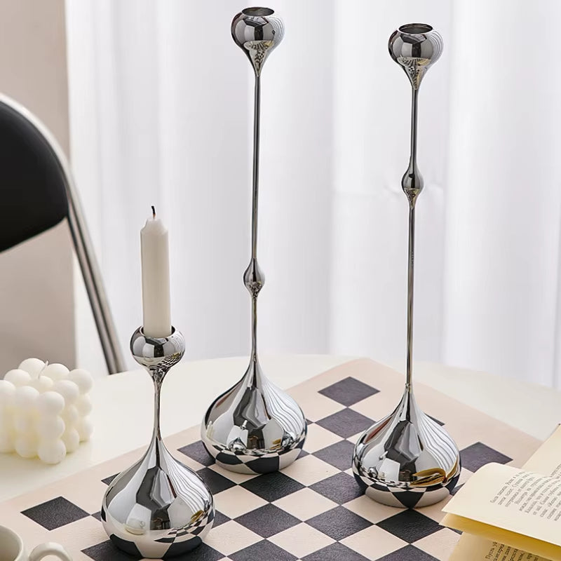 Inttox-Bougeoir en Argent Élégant – Chandelier Métal Romantique pour Décoration de Table et Mariage