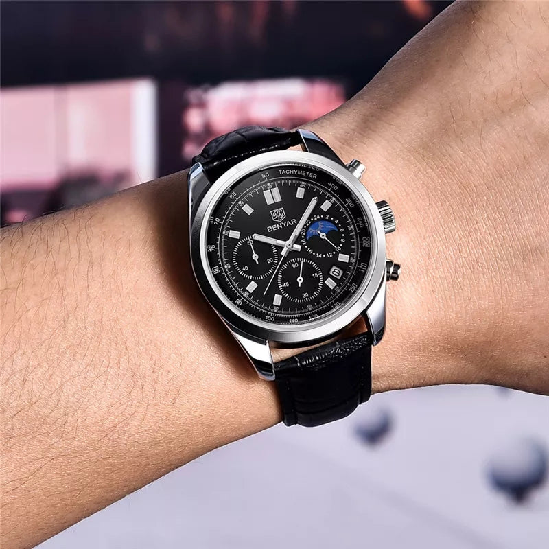⌚ Top Marque BENYAR – Montre Chronographe de Luxe pour Hommes ⌚ | Quartz Précis | Sport & Élégance | Lumineuse 🌟 | Étanche 💧 | Relogio Masculino