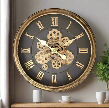 Inttox-🕰️ Grande Horloge Murale Steampunk  🏠