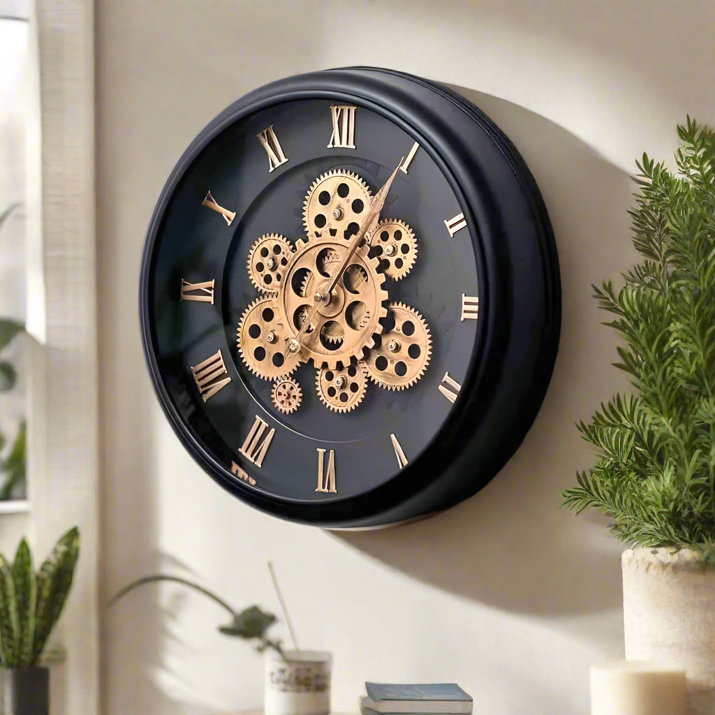 Inttox-🕰️ Grande Horloge Murale Steampunk  🏠