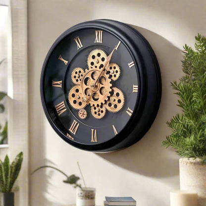 Inttox-🕰️ Grande Horloge Murale Steampunk  🏠