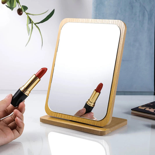 Inttox-Miroir de Maquillage Bois Naturel  ✨