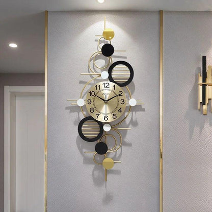 Inttox-Horloge murale à quartz en métal doré – Design élégant, moderne et léger