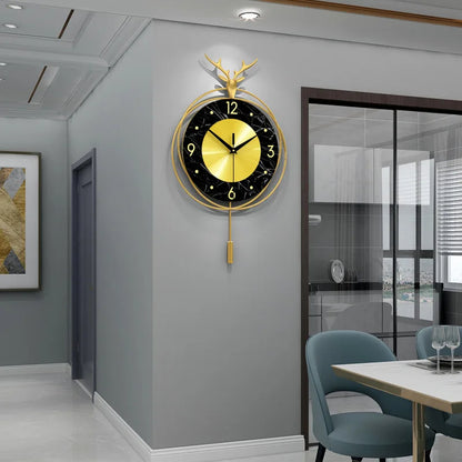 Inttox-Horloge Murale 3D en Marbre & Métal Style Nordique ⏱️✨ | Grande Pendule Décorative Murale en Cuivre